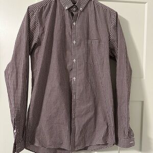 TopMan Checkered Shirt - Maroon and White